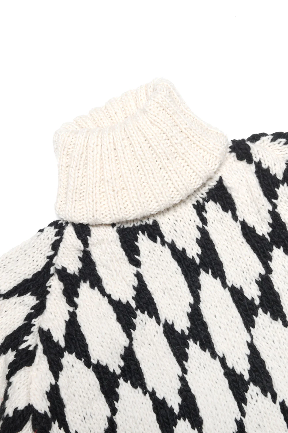 Butterfly Wing Turtleneck Pullover - Ivory x Black - Image 2