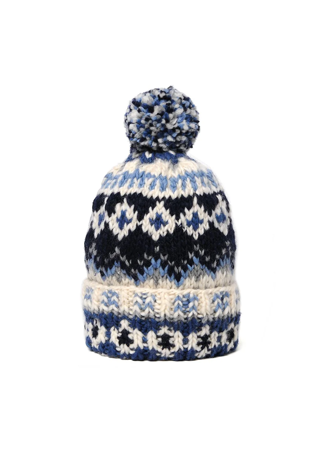 Double Cuff Cap Fair Isle #3 - Ivory