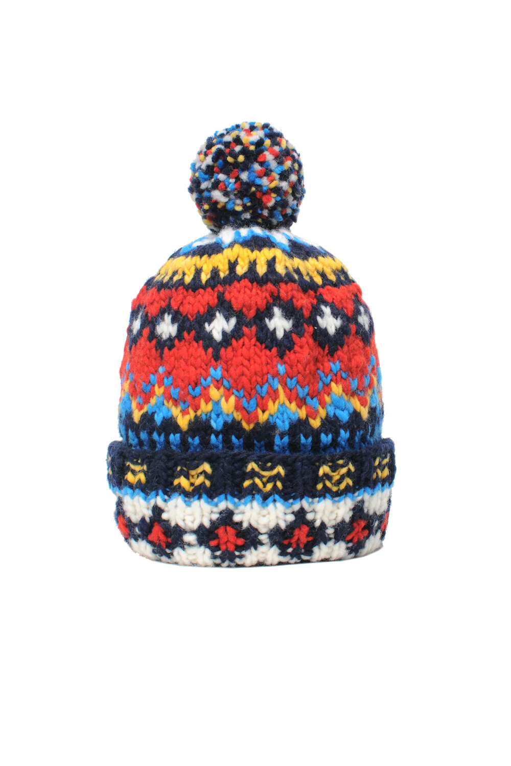 Double Cuff Cap Fair Isle #3 -Navy