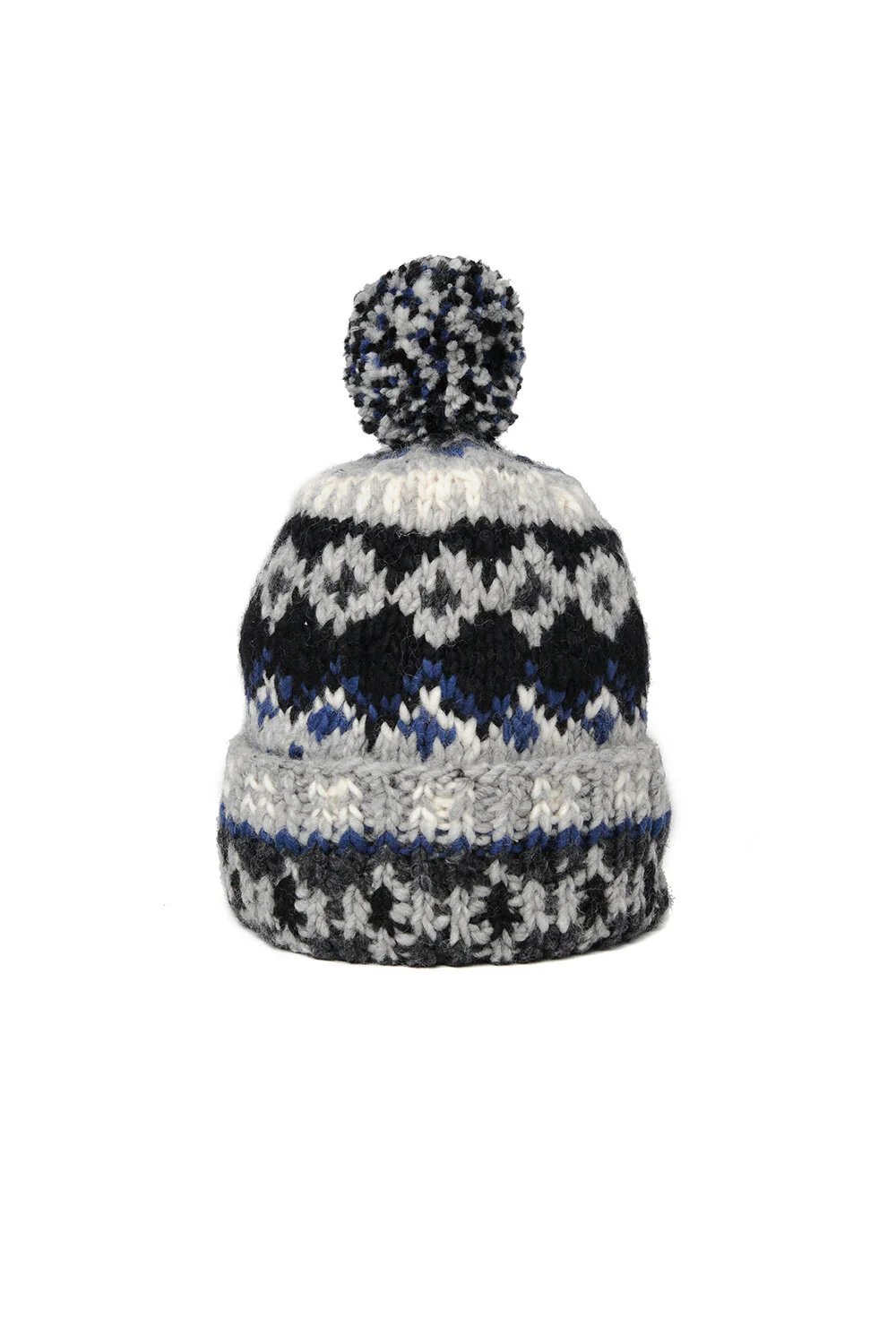 Double Cuff Cap Fair Isle #3 -Pearl Grey #2