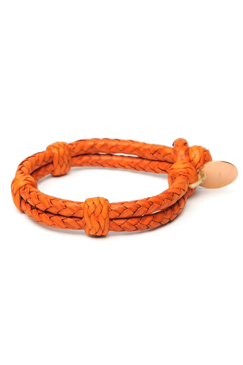 Double Round Leather Bracelet - Orange 1