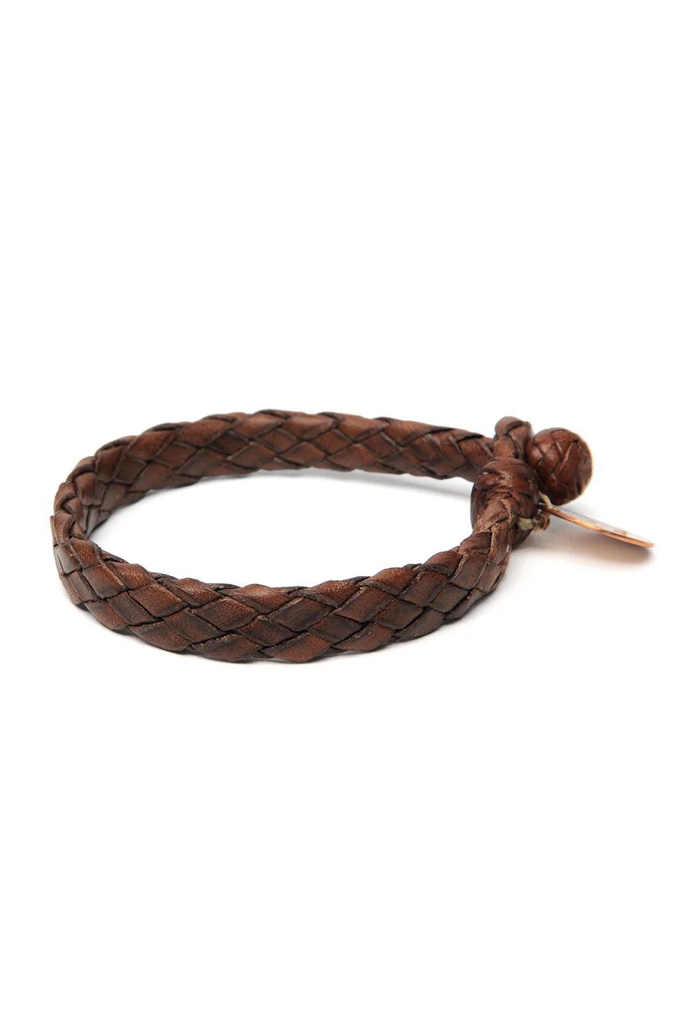Flat Weaved Leather Bracelet - Brown 2