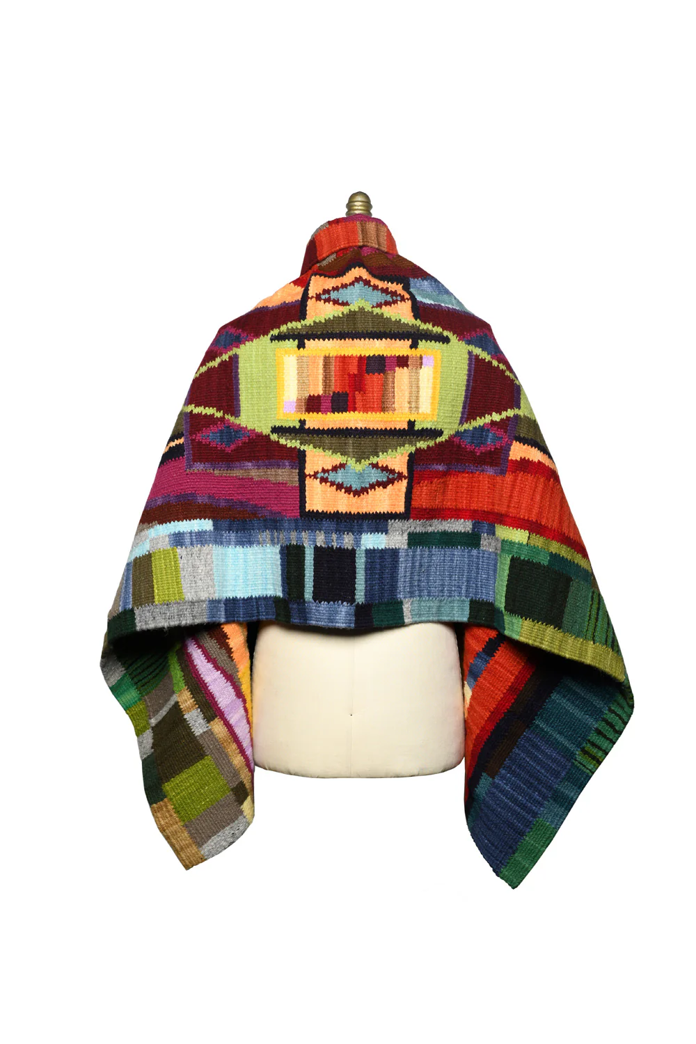 Merino Wool Blanket Poncho - Diamond Sampler - Image 2