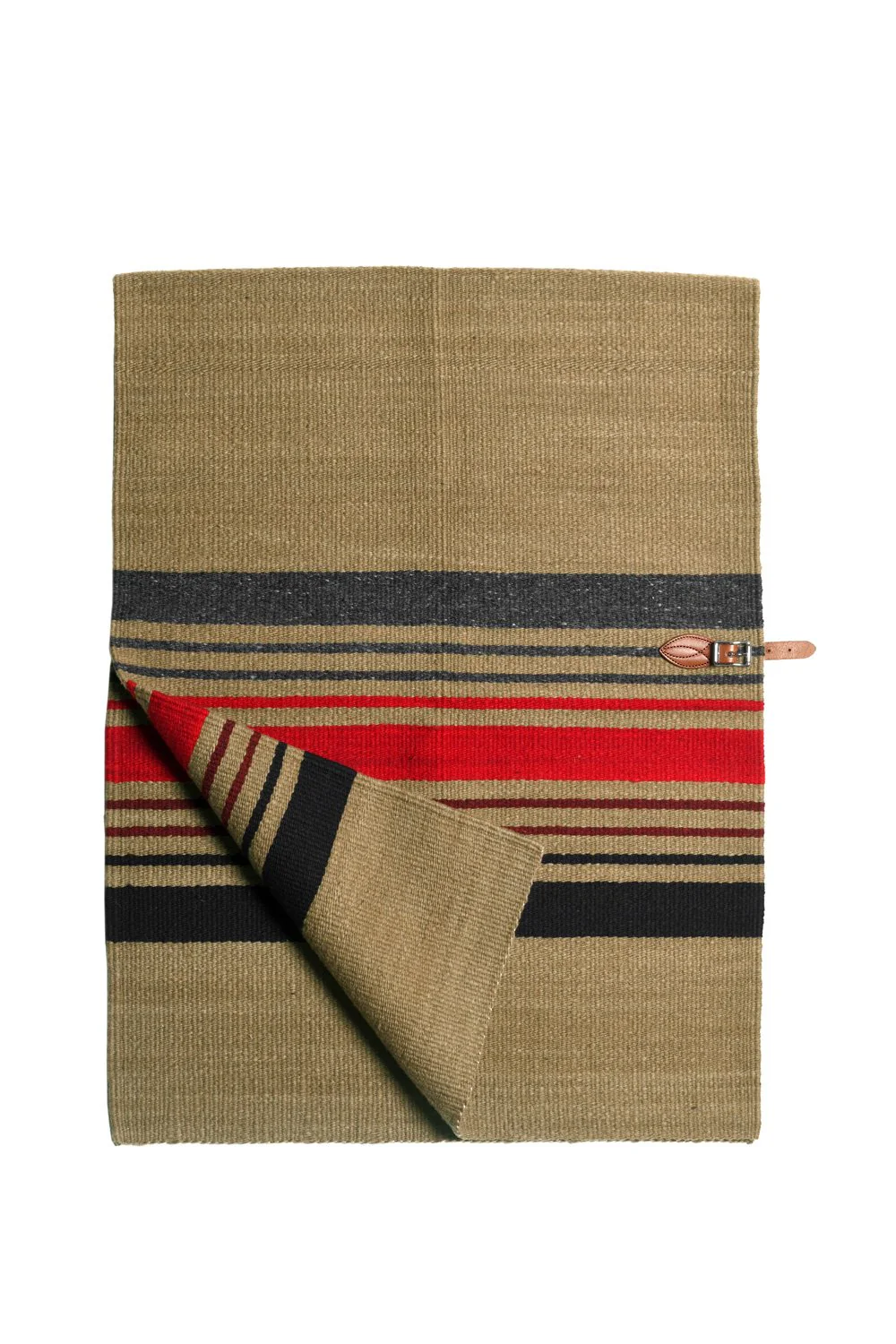 Merino Wool Blanket Poncho - Dk. Beige Multi - Image 3