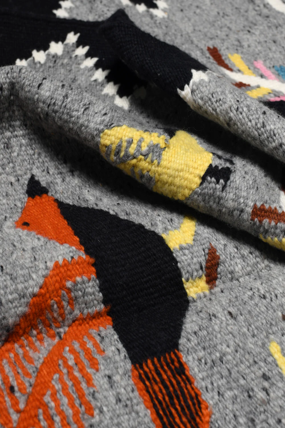 Merino Wool Blanket Poncho - Navajo Birds - Image 6