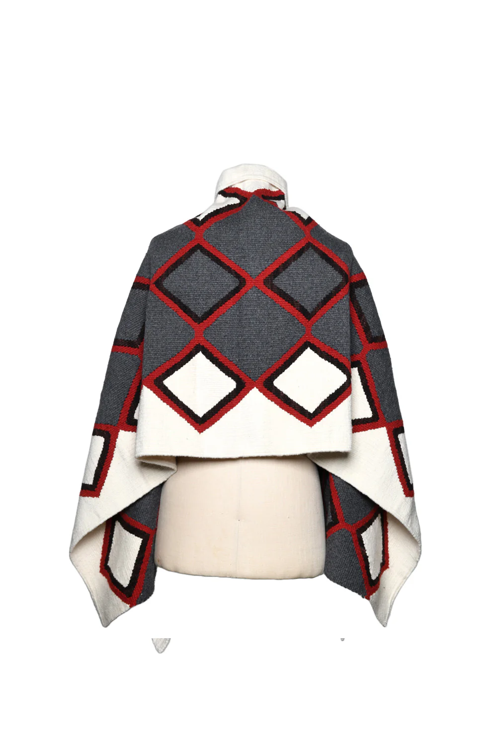 Merino Wool Blanket Poncho - Triple Diamond - Image 2
