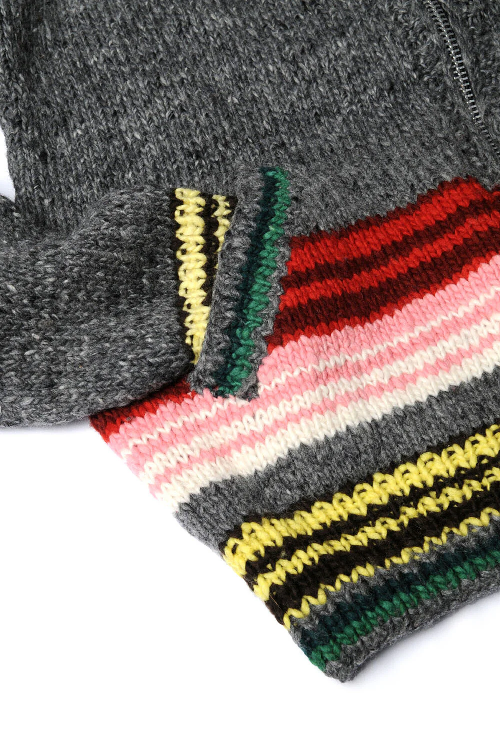 Serape Zipper Cardigan - Grey - Image 3