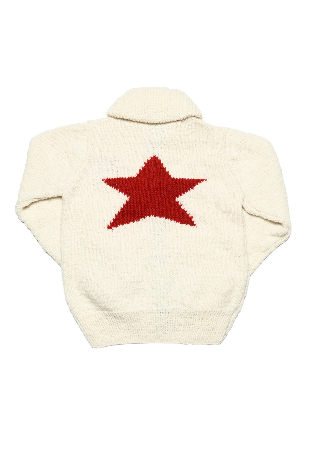 Star Zipper Cardigan - Ivory x Red - Image 2